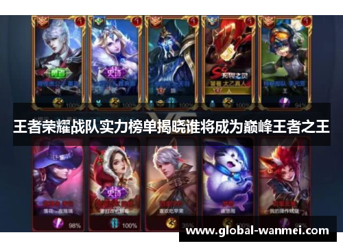 王者荣耀战队实力榜单揭晓谁将成为巅峰王者之王