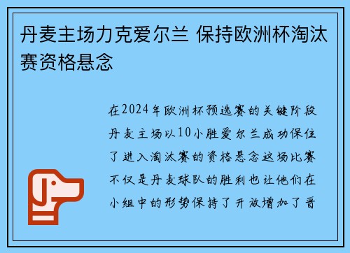 丹麦主场力克爱尔兰 保持欧洲杯淘汰赛资格悬念